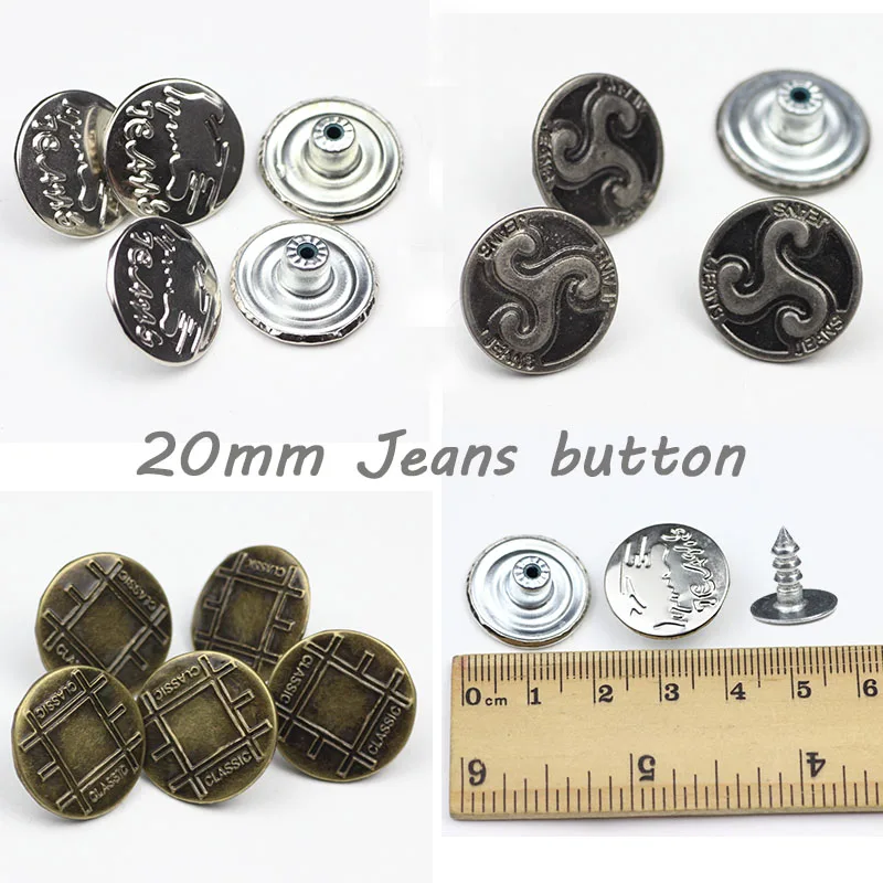 50 компл. a package.20mm пластиковые core jeans. Джинсы. Копия. Брюки через отверстие кнопки. Металлической пряжкой. Цвет кнопки.