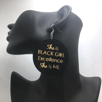 

Black Girl Excellence Wooden Earrings