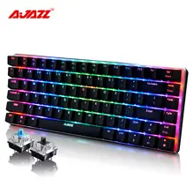 2017 Новый 82 Ключи Проводной AK33 RGB LED Подсветкой Usb Мультимедиа Эргономичный подсветкой Механическая Gaming Keyboard Black/Синий Переключатель