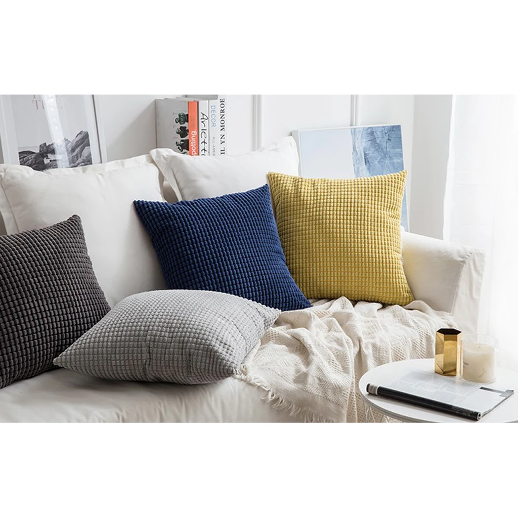 Corduroy Soft Solid Decorative Square Throw Pillow Covers Set Cushion Case for Sofa Bedroom Car 24x24inch 60x60cm