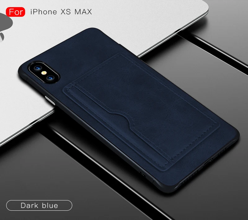blue Для iPhone 7 Чехол для карт с подставкой ударопрочный кошелек дизайн из искусственной кожи резиновый Жесткий Чехол для iPhone 6 6s 7 8 Plus X XR XS MAX - Цвет: blue