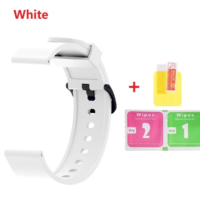 Correa Amazfit ремешок Bip для Xiaomi Amazfit 2 Stratos 2 Ремешок Браслет Amazfit Pace Bip часы звуковой сигнал силиконовый ремешок+ защита - Цвет: White