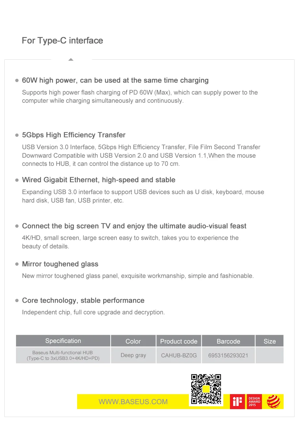 Baseus USB хаб для HDMI USB 3.0 концентратора для Macbook Pro Huawei Samsung 5 портов переходник для мобильного телефона USB разветвитель Док станция типа C Hub Hab адаптер