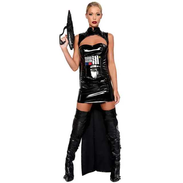 Sexy black santa claus Black latex skirt