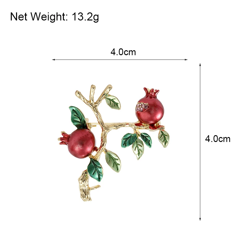Amorcome 2 цвета, милая эмалированная гранатовая брошь с деревом булавка, роскошная винтажная модная Ювелирная брошь, брошь с растением, аксессуары