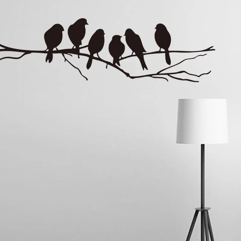 

[Heatboywade]Black Branch Birdie Family Wall Stickers for Bedroom Kids room Living room Home Decor Art Wall Decals Mural dc8