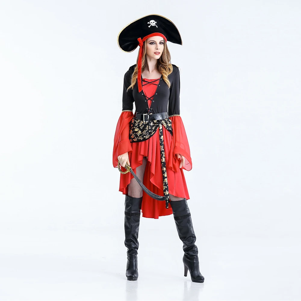 Череп сексуальный пиратский костюм для женщин взрослых Хэллоуин карнавальные костюмы фантазия нарядное платье Disfraz Mujer Adulta