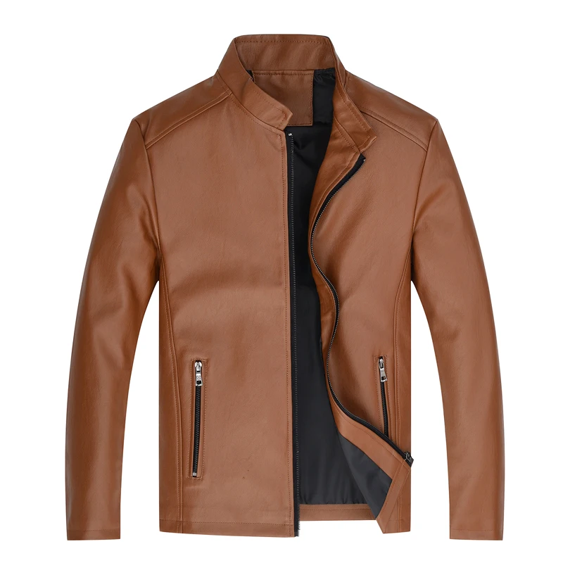 

Leather Jacket Men Fashion Stand Collar Pilot PU Leather Coat Male Motorcycle Leather Jackets Jaqueta De Couro Brand Clothing