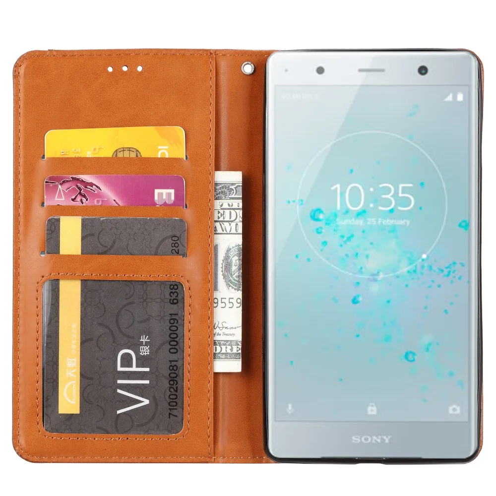 Кожаный чехол для Sony Xperia XZ2 Премиум флип кошелек PU кожаный телефона Чехлы карт