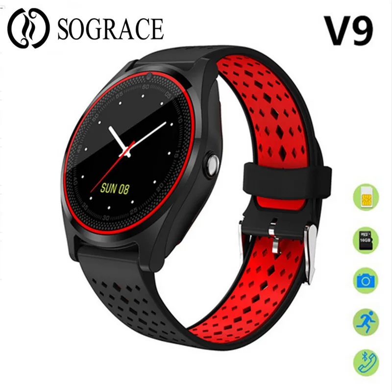 V9 Smart Watch Women Men Kid Clock Hours Camera Support