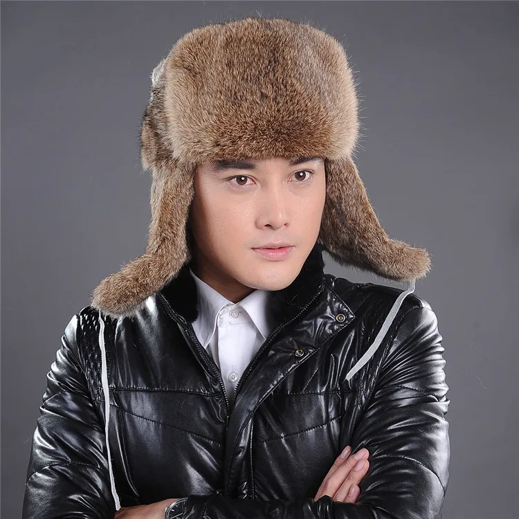 Шапка Lei Feng из кроличьего меха теплая осенне зимняя шапка мужские меховые