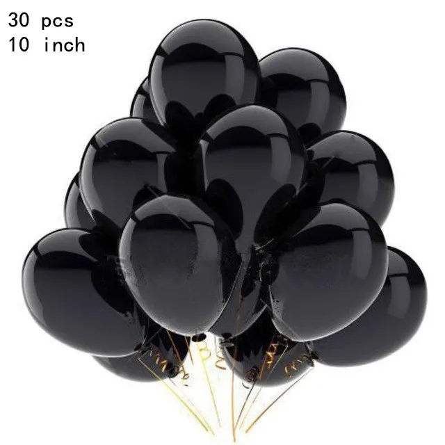 30pcs/lot 10 Inch Pearl Gold Silver Black Latex Balloons Birthday Wedding Party Decor Air Helium Globos Kids Gifts Supplies - Цвет: black