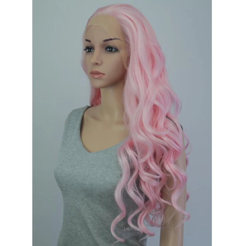 Cheap Good Quality Synthetic Hair Pink Lace Front Wig 3100B Natural