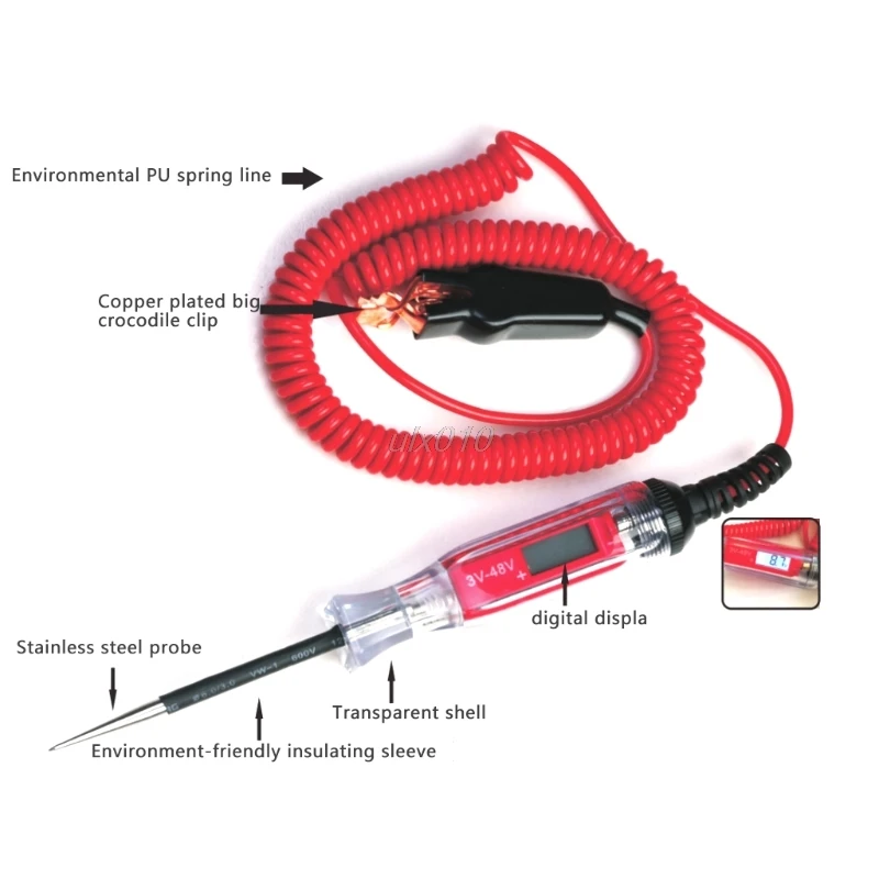 

3V-48V Digital Electric Circuit LCD Tester Test Light Car Trailer RV Snowmobile Digital Display Test Pen July Drop Ship