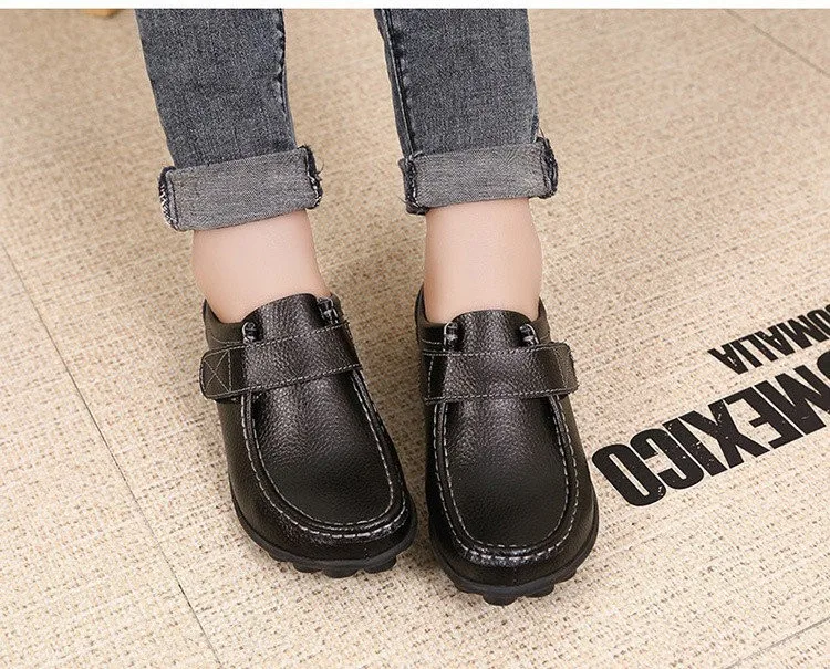 Genuine Leather Women's Casual Shoes Lace-Up Woman Loafers Moccasins Female Flats Solid Low Heel Lady Shoe Soft Women Footwear 12