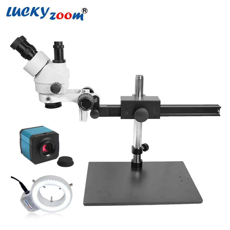 

Luckyzoom 7X-45X Trinocular Soldering Repair Microscope 14MP HDMI Microscopio Camera 144PCS Ring Light Illuminator Free Shipping