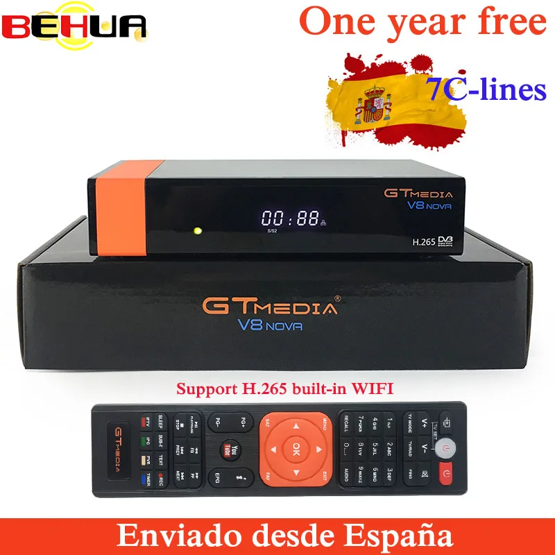 

1 Year Europe 7 Clines Server GTMedia V8 Nova Digital Satellite Receiver DVB-S2 V7S HD Full 1080P Built-in WIFI Better V8 Super