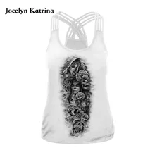Летние череп голова женщины цифровая печать Бег жилет женский без рукавов спортивный жилет для йоги обувь в европейском и американском стиле грунтовка