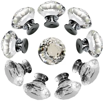

Diamond Shape Design Crystal Glass Knobs Cupboard Drawer Pull Kitchen Cabinet Door Wardrobe Handles Hardware 10pcs/lot