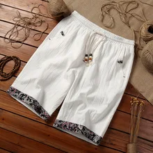 Летние Для мужчин комфорт Шорты для женщин, прямо дышащий хлопок и лен Повседневное манжеты Шорты для женщин/Большие размеры Свободные шнурок Шорты для женщин S-5XL