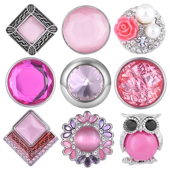 

1pcs Newest Styles Pink Snaps Mix Pack 18mm GingerSnaps Snap button Charms Snap Jewelry VN-1976