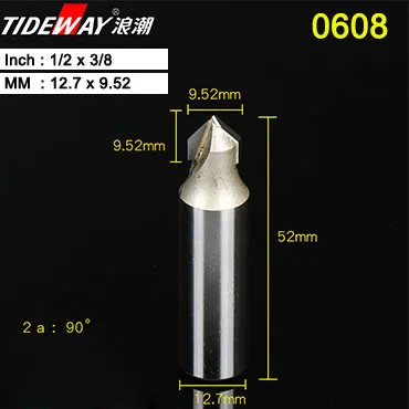 Tideway 90 градусов гравировка V паз бит Вольфрамовая сталь ЧПУ гравировальный инструмент деревообрабатывающий инструмент двойной край Торцовочная фреза