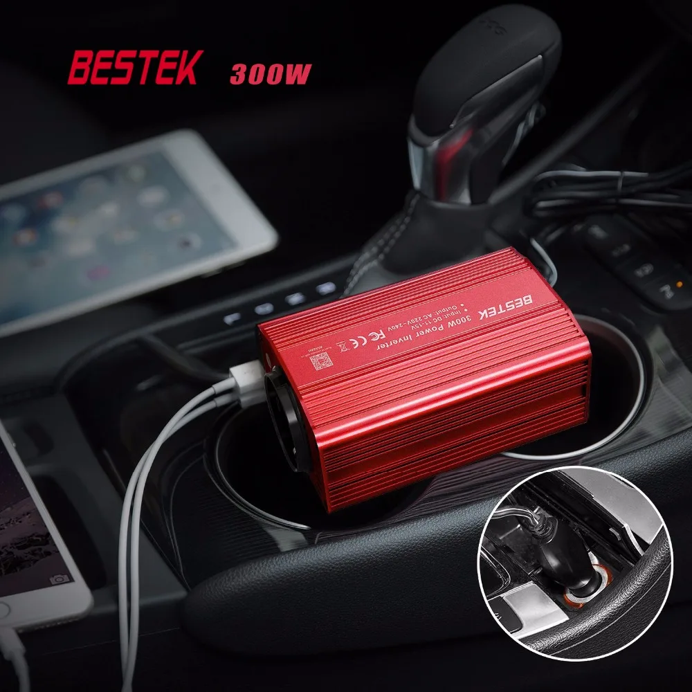 BESTEK 300W Car Inverter Power DC 12V To AC 220V Adapter EU Socket Modified Sine Wave Auto Power