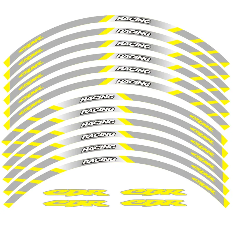 Наклейки для передних и задних колес для мотоцикла с наружным ободом, светоотражающие полосы для Honda CBR - Цвет: B  yellow