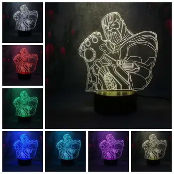 

DIY Marvel Supervillain Thanos 3d Night Lamp Home Decor Bedroom Light child baby sleep Led Night Light Toy gift Table Lamp Thano