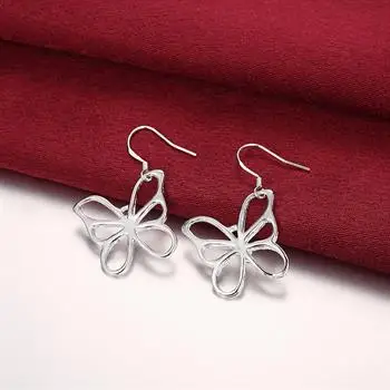 

2017 new wholesale 925 silver, exquisite fashion jewelry women, butterfly earrings foreign trade modeling silver earrings E011