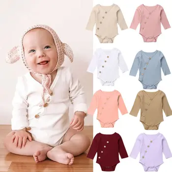 

New 2019 Autumn Newborn Baby Bodysuits Clothes Infant Boys Girls Cotton Casual Solid Jumpsuit Long Sleeve Little Baby Outfit