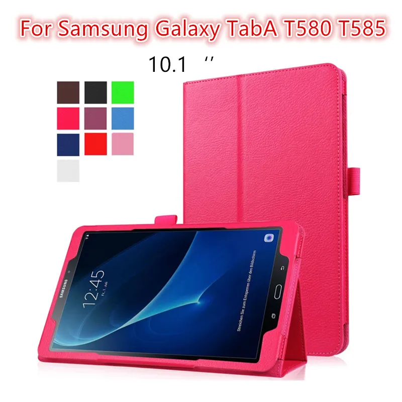 

Filp PU Leather Case Cover For Samsung Galaxy TabA tab A T580 T585 10.1" Lichi Tablet Case protective stand shell Coque Funda