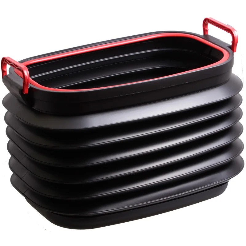 

37L Storage Box With Lid Folding Telescopic Trash Can Bucket Storage Bucket Auto Accessories