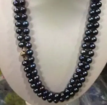 

New Natural 9-10mm Black Tahitian Pearl Necklace 36" 50" Yellow clasp