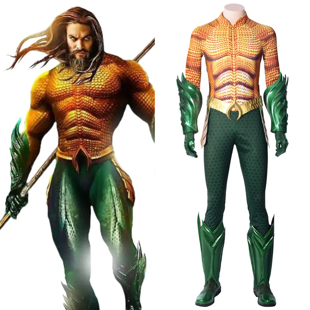 

DC Justice League Aquaman Cosplay Costume Arthur Curry Aquaman Jumpsuit Outfit Adult Superhero Costume for Halloween Carnival