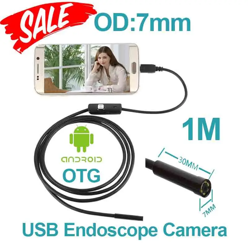 Android Phone USB Endoscope 7mm Lens OTG USB Camera Waterproof Snake