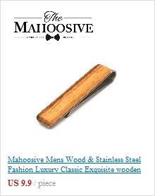 Mahoosive мужские дерева и Нержавеющая сталь модные роскошные классический изысканный деревянный галстук зажимы бары набор для регулярных