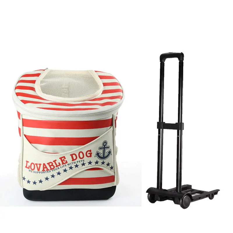 Red stripe trolley DannyKarl Pet Многофункциональный фиксированное дно складной чехол Тележка для покупок для путешествий на открытом воздухе Рюкзак для автомобиля и велосипеда специальная коробка Новинка - Цвет: Red stripe trolley