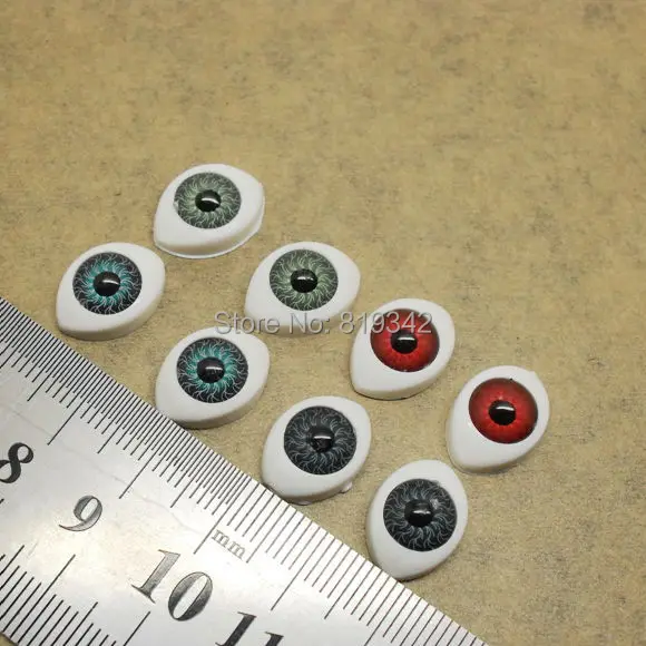 

Free Shipping 80Pcs(40pair) Half Oval Plastic Doll EyeBall Mix color BJD EYES 10*14.5mm Wholesale