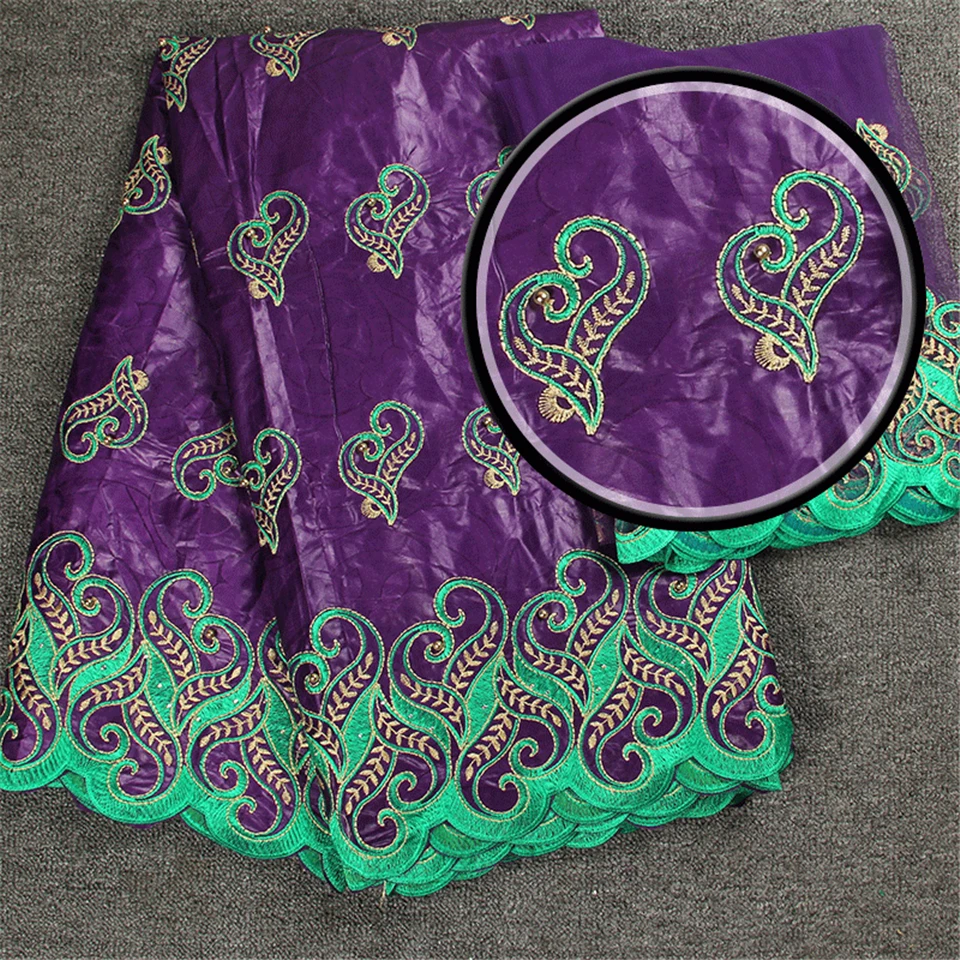 

Amazing2018Latest African Bazin Riche Similar Getzner Lace Fabric Embroidered With French net Scarf For Evening Dress MD824