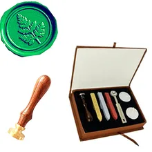 Винтаж дерево индивидуальный логотип свадебные приглашения Воск уплотнительное штамп Щупы для мангала ложка подарочная коробка комплект