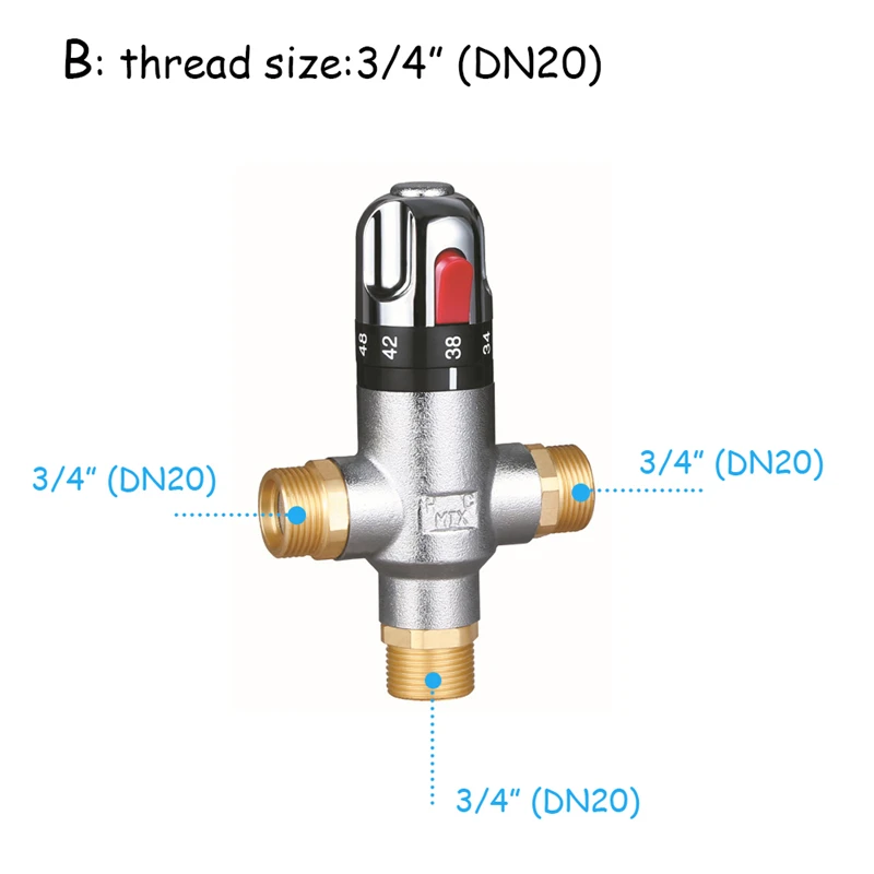 Термостатический смесительный клапан для ванной комнаты, качественный латунный душевой термостатический клапан, кран с постоянной температурой, хромированный 1/"& 3/4"