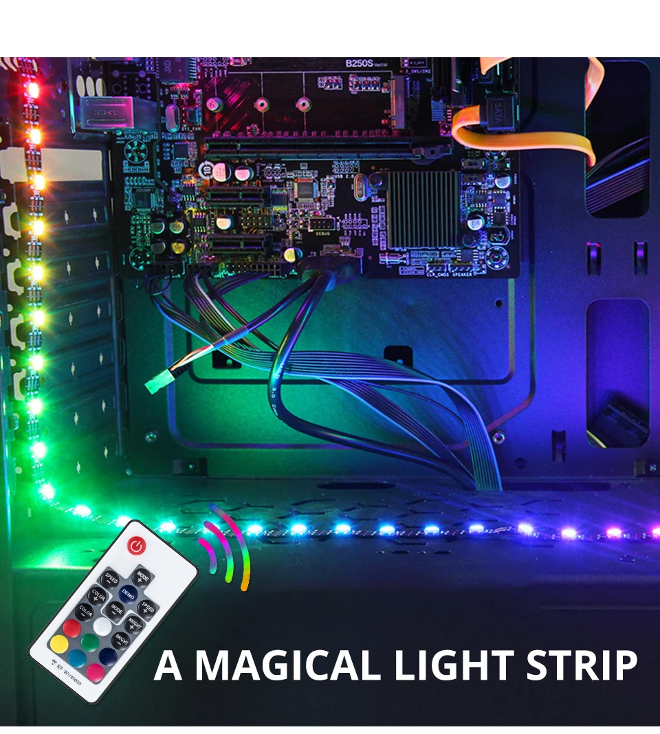 3535 RGB Светодиодные ленты SATA Интерфейс для корпуса компьютера Декор DC 12 V 60 120 светодиодный s/m SMD 3535 диода лента с РФ дистанционного 0,5-2 м