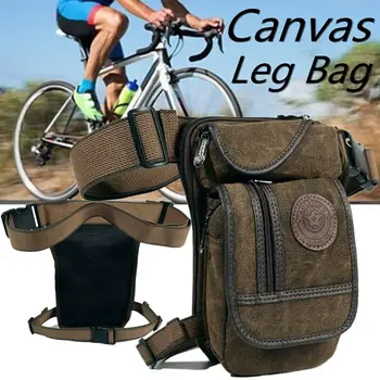 

Aequeen Men Canvas Waist Drop Leg Bag Thigh Hip Belt Bum Fanny Pack Military Tactical Travel Riding Messenger Shoulder Bags