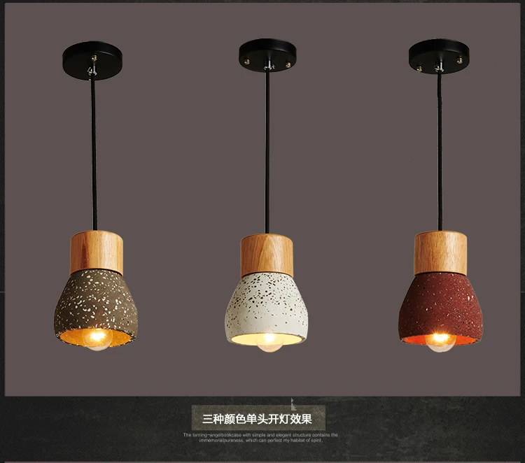  American industrial style industrial wind cement ceiling wood small pendant lamp west dining room C - 32834408560