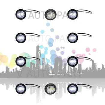 

Tkeapl THTMH 10X Mini 3/4 inch 12V Round Truck Marker fit for Boat Tailer Lorry Light White 3 LED Bullet Grommet