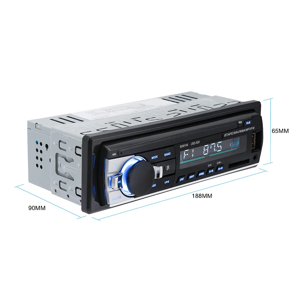 магнитола 1 din Автомобиль Радио Bluetooth JSD 520 в тире 12 В Авторадио тюнер аудио стерео fm