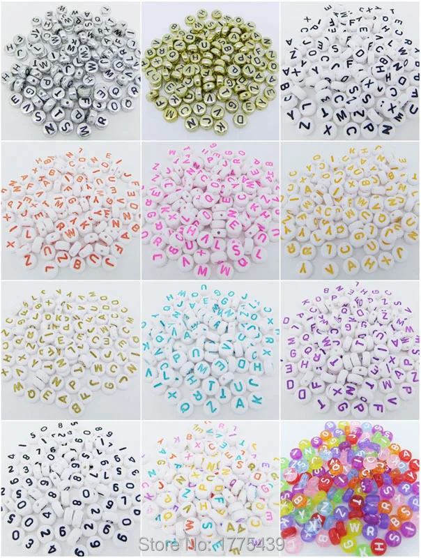 -150Pcs-1Lot--Free-Shipping-Acrylic-Round-Flat-Letters-Spacer-Beads-Charms-7MM-Pick-Color 