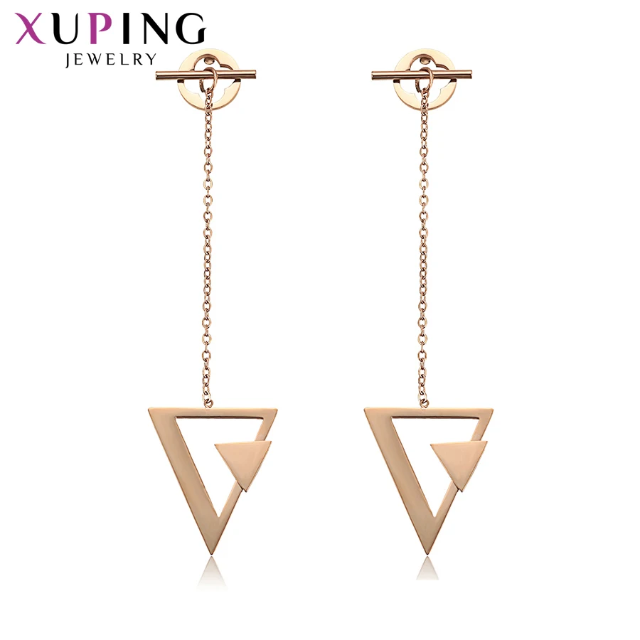 

Xuping Jewelry Exquisite Triangle Shaped Rose Gold-color Plated Eardrops Earrings for Women Nice Birthday Gift S196.8-98007