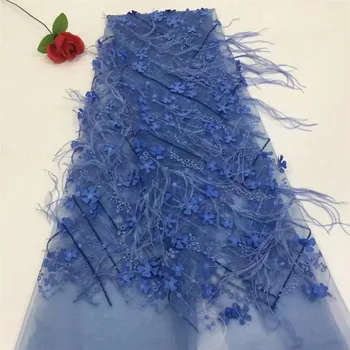 

Unique 3d flower african french lace fabric embroidery african tulle lace fabric for nice dress HJ448-1